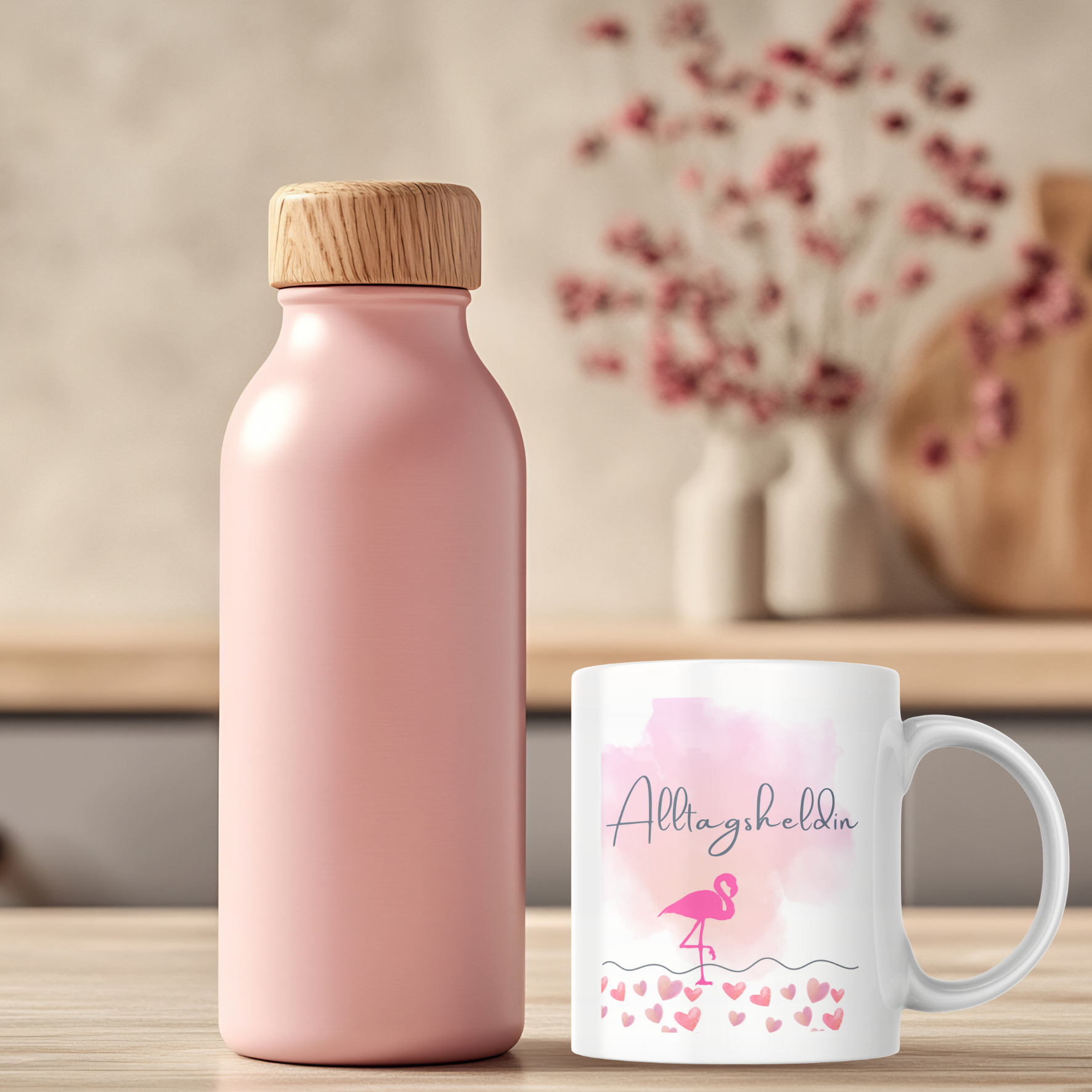 Tassen und Trinkflaschen in modernen Designs für Alltag und Büro