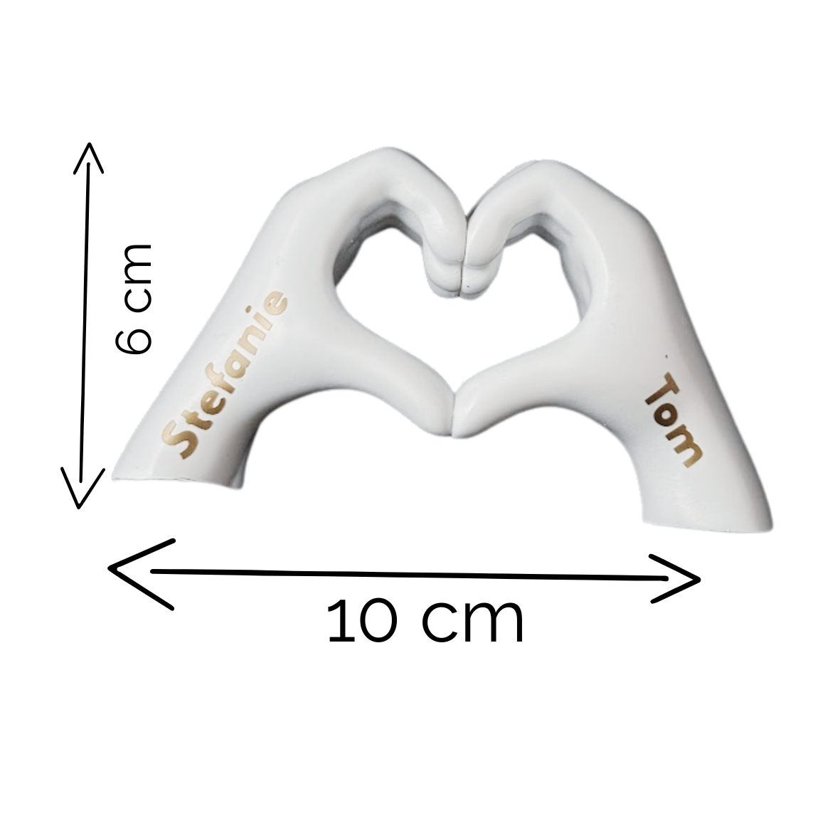 Personalisierte Hand-Herz Dekofigur mit Namen | Geschenk für Paare & Hochzeit